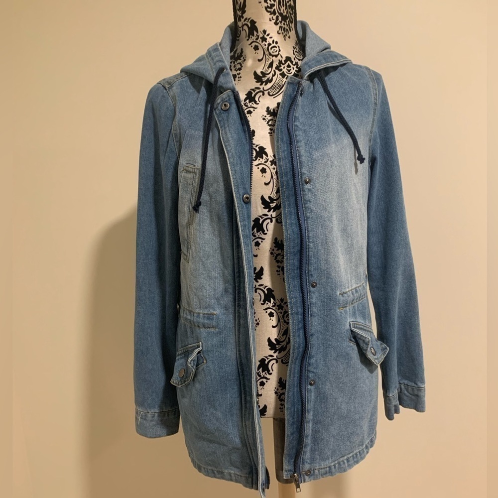 Ci Sono Hooded Denim Anorak Jacket - Picture 4 of 8